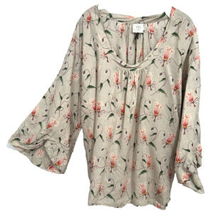 NWOT $118 Anthropologie HD in Paris Sz 12 Floral Peasant Blouse Boho Cottagecore